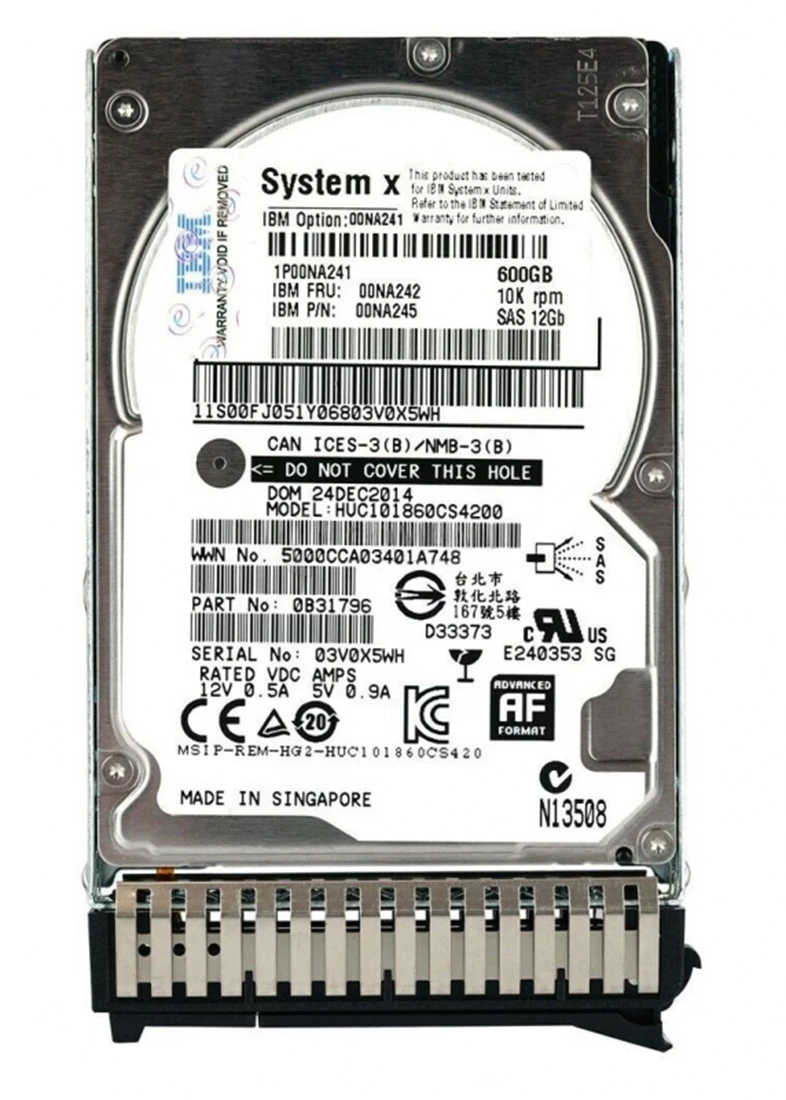 IBM 00NA242 Hard drive 600 GB SAS 12Gb/s Refurbished