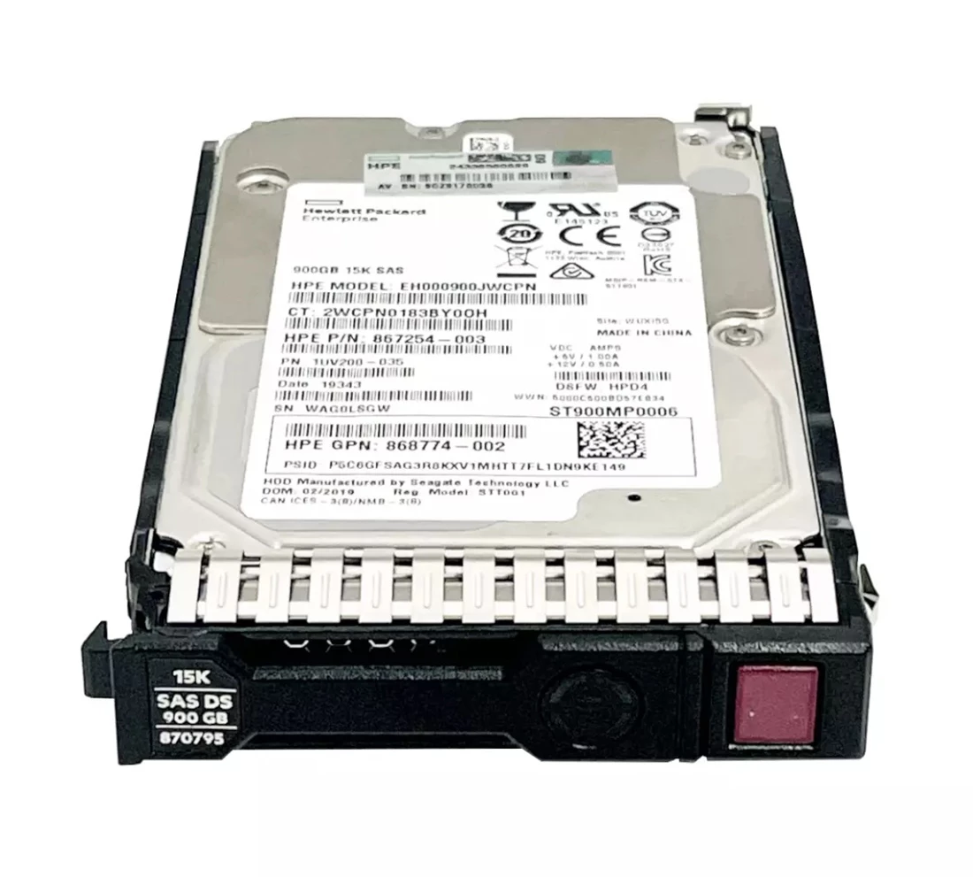 HPE 870795-001 Digitally Signed 512n 900GB 15k SAS 12g Sff Sc Hdd F/s