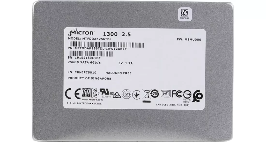 Micron 1300 MTFDDAK256TDL-1AW1ZABYY SSD 256 GB SATA 6Gb/s Refurbished