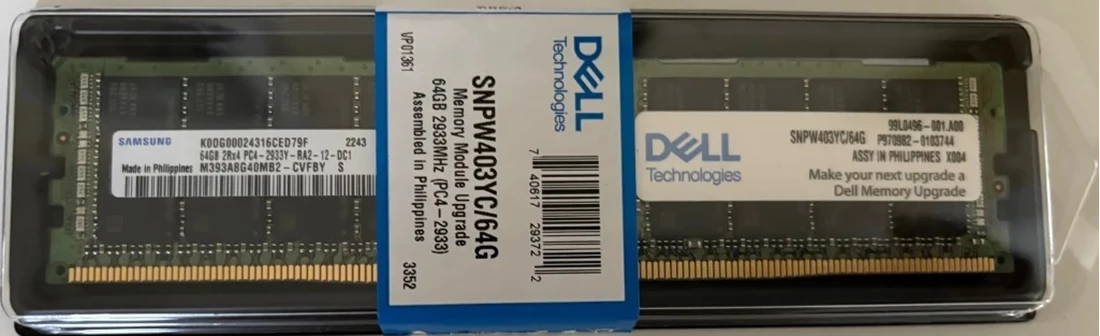 Dell 370-AEQD 64GB PC4-23400 DDR4 2933MT/s 2Rx4 ECC Memory New