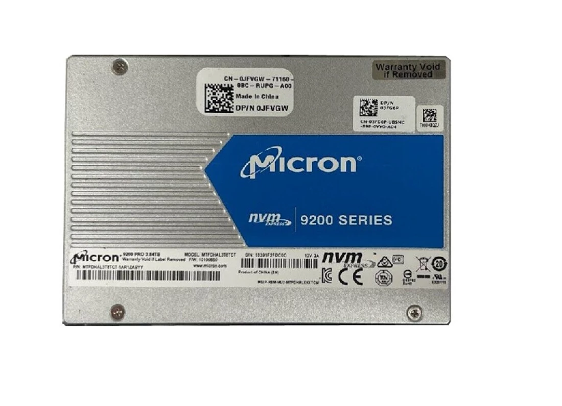 Micron 9200 Pro MTFDHAL3T8TCT-1AR1ZABYY SSD 3.84 TB Pci Express 3.0 X4  (NVMe) DELL OEM Refurbished