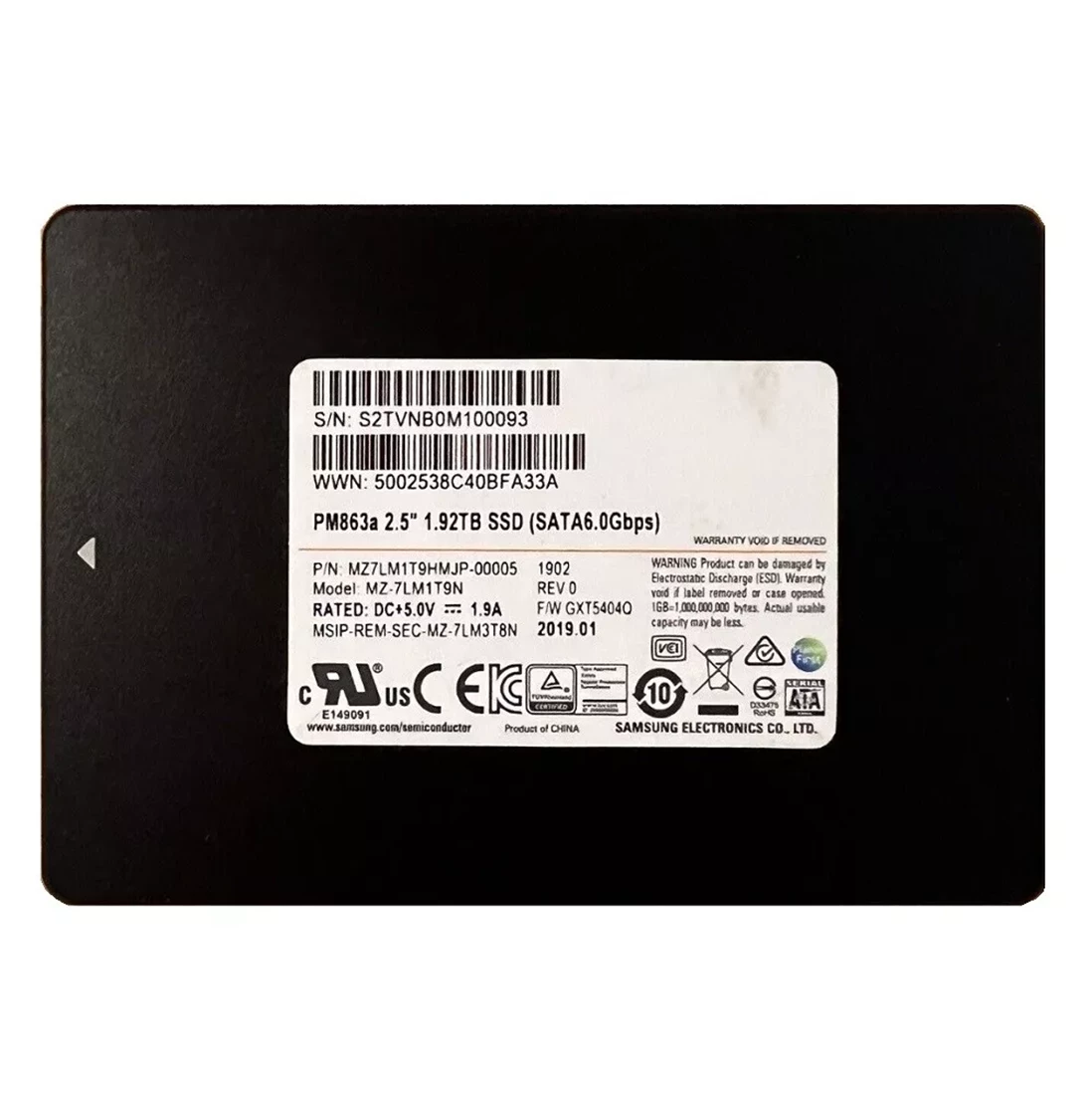 Samsung MZ7LM1T9HMJP-00005 PM863a 1.92TB SATA 6Gbps 2.5inch SSD