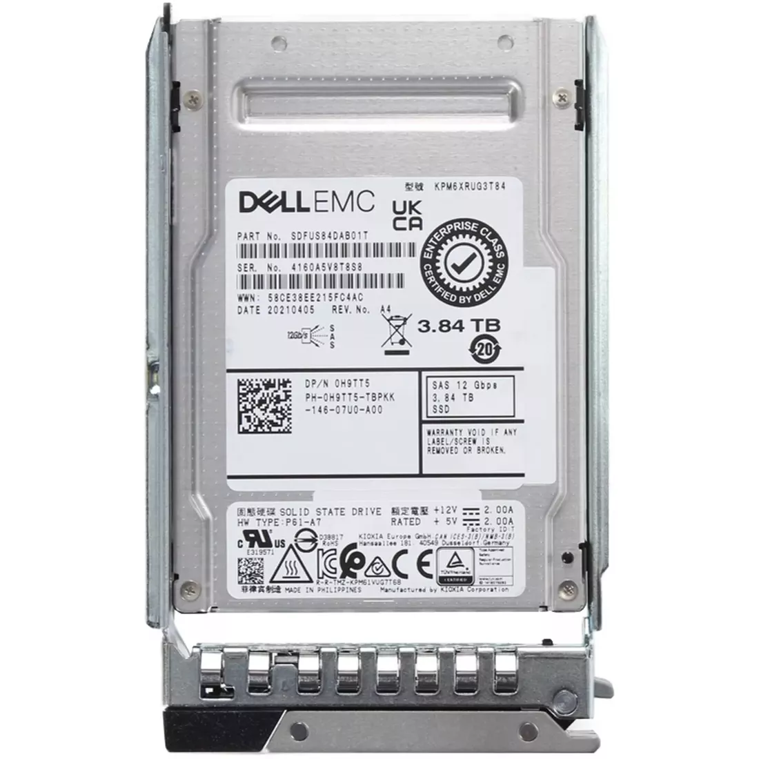 >Dell H9TT5 3.84Tb SAS 12Gbps Read Intensive Tlc 2.5in SSD