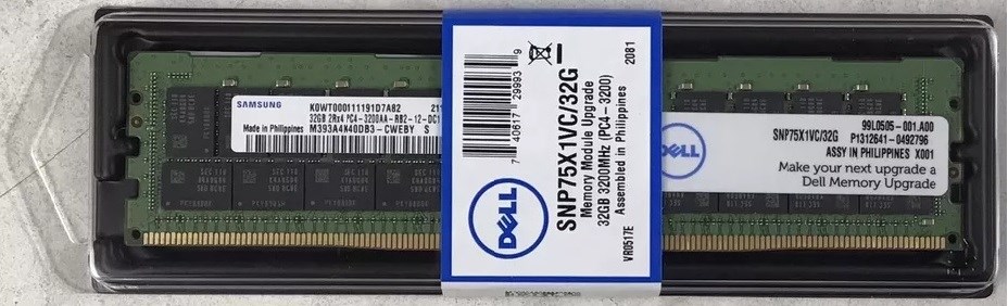 Dell SNP75X1VC/32G 32GB DDR4 3200MHz PC4-25600 ECC Memory Brand New OEM