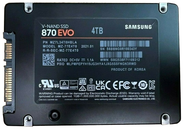 kuvert myg Arabiske Sarabo Samsung 870 EVO MZ-77E4T0 Solid state drive 4TB Internal 2.5" SATA 6Gb/s  Brand New - ServerSupply.com